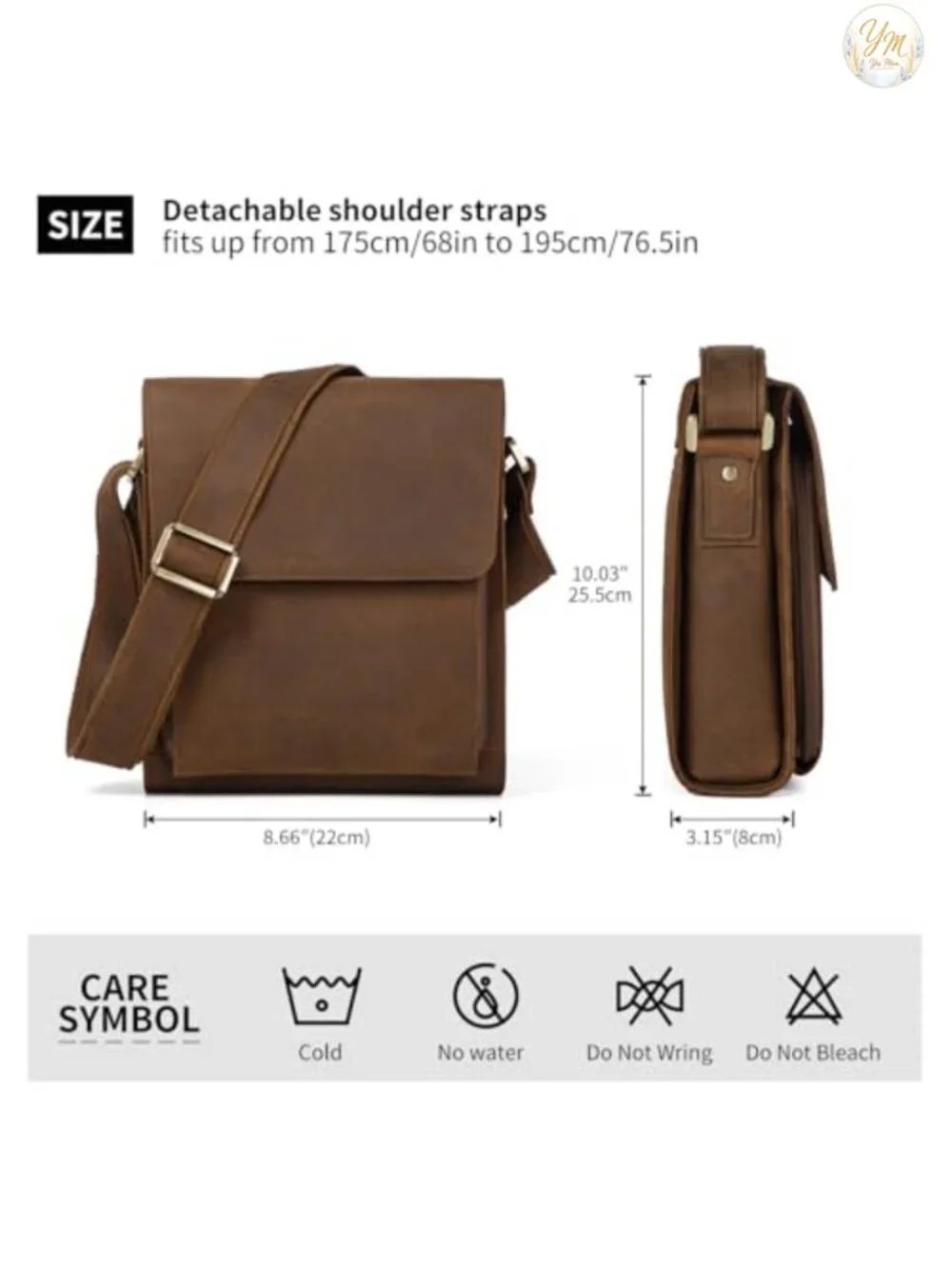 Mens Leather Crossbody Messenger Bag Work Travel Casual
